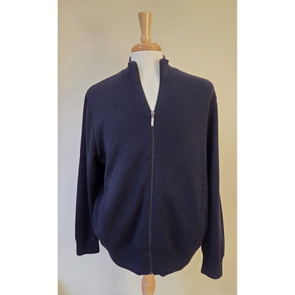 NWOT Saint James Depuis 1889 Full-Zip Wool Sweater Navy Sailor Stripe 46/XL